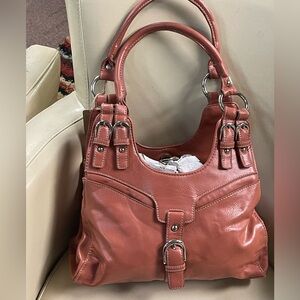 1990’s Stylish Women's Vegan Leather Tote Bag - Dusty Rose